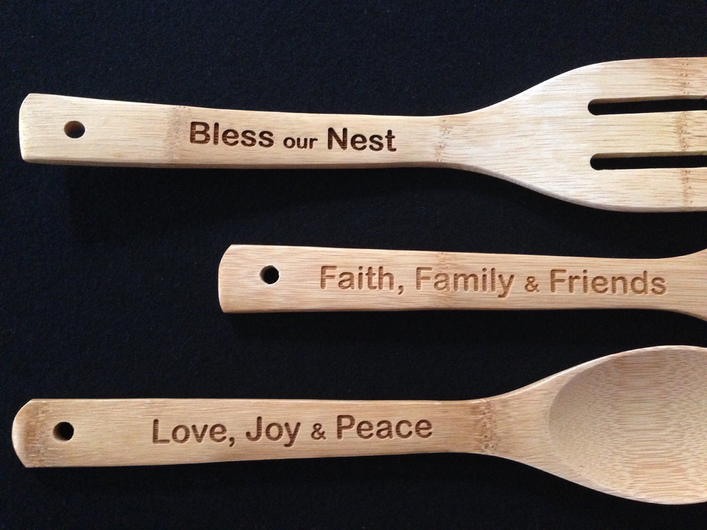 Personalized 5 Pieces Bamboo Cooking Utensil Set With Holder, Custom  Engraved Wooden Kitchen Utensil…See more Personalized 5 Pieces Bamboo  Cooking